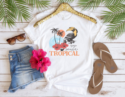 Escape Someplace Tropical, Retro Summer Tee, Ladies Relaxed fit