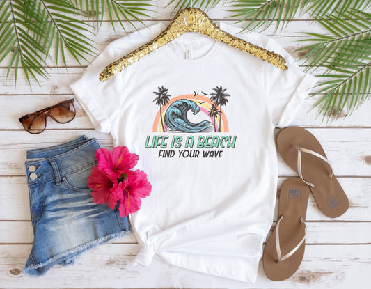 Life's a Beach, Retro Summer Tee, Ladies Relaxed fit