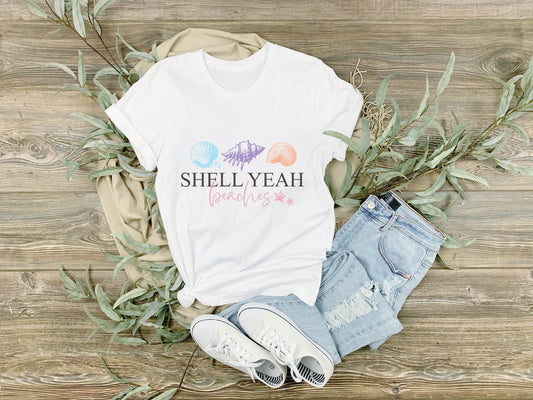 Shell Yeah Beaches, Retro Summer Tee, Ladies Relaxed fit