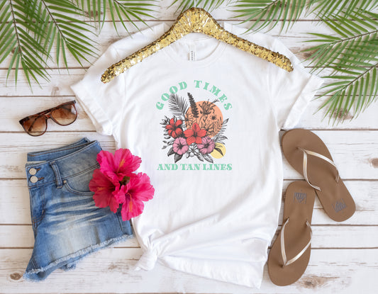 Good Time and Tan Lines, Retro Summer Tee, Ladies Relaxed fit