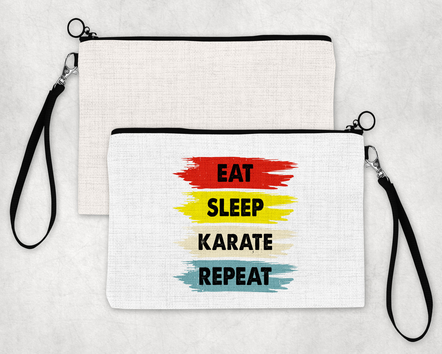 Karate Theme Pencil Case / Makeup Bag with Detachable Wrist Strap