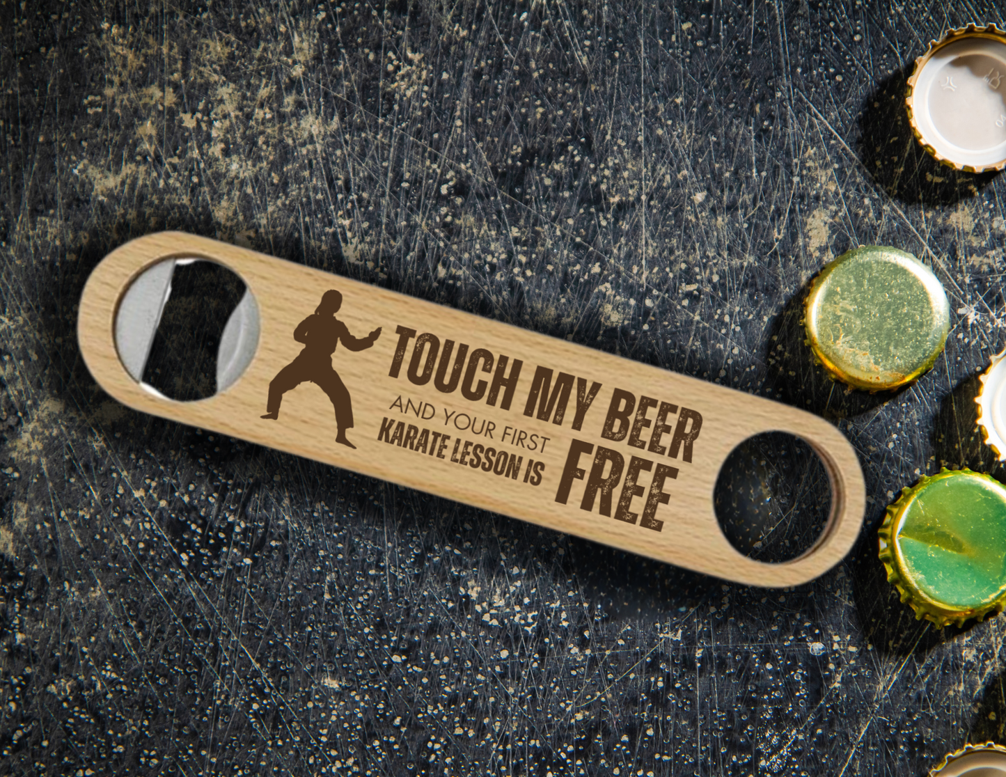 Funny Karate Beer Bottle Opener, Laser Engraved