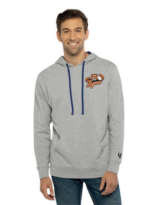 Tiger Baseball Team Hoodie - lightweight with blue lined hood and drawstring