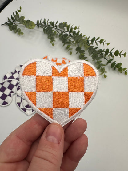 Checkered heart patch iron on