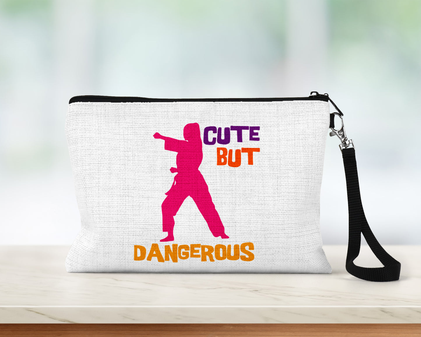 Karate Theme Pencil Case / Makeup Bag with Detachable Wrist Strap