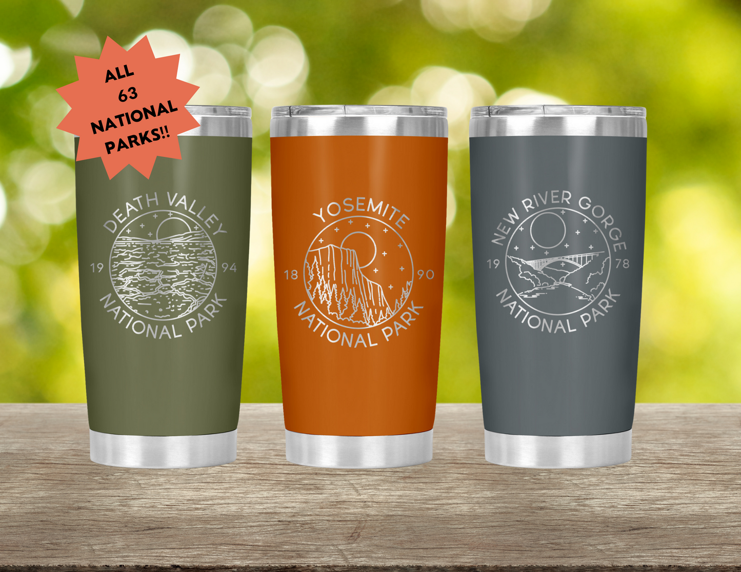 National Parks Engraved Tumblers, All 63 Parks