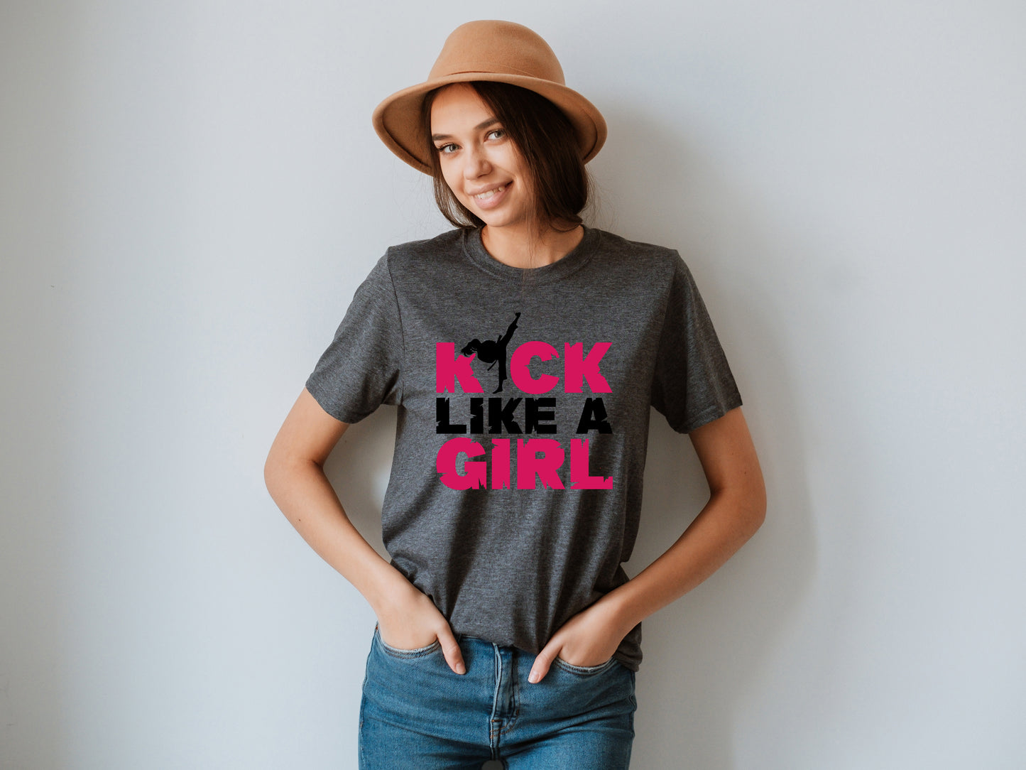 Kick Like a Girl Karate Unisex T-Shirt, Youth + Adult Sizes