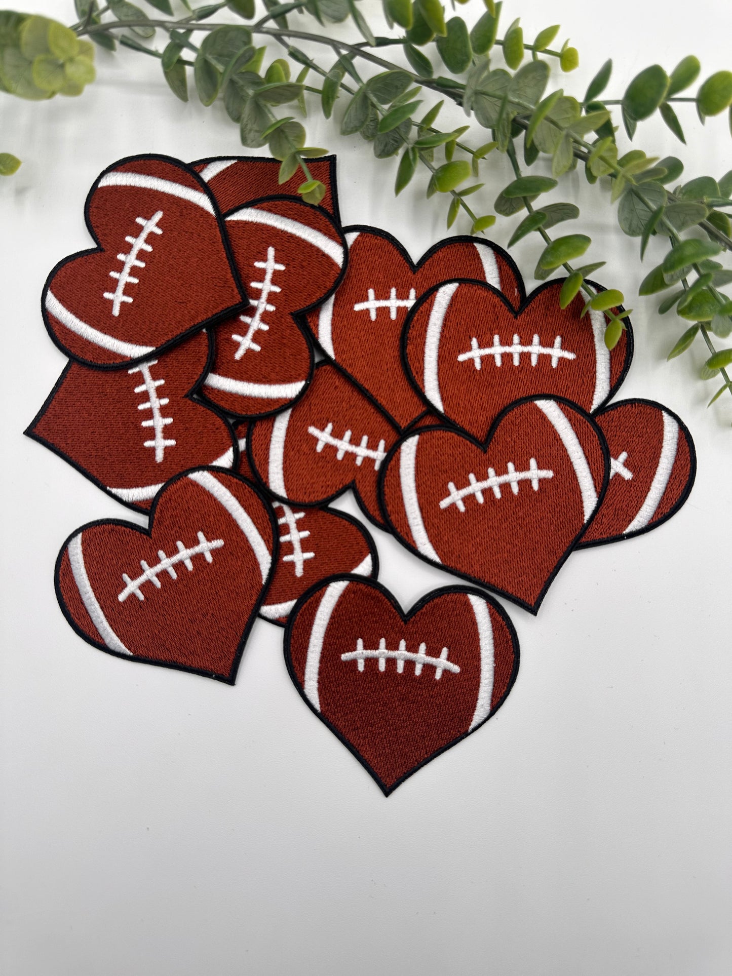 Football Heart Embroidered Iron-On Patch