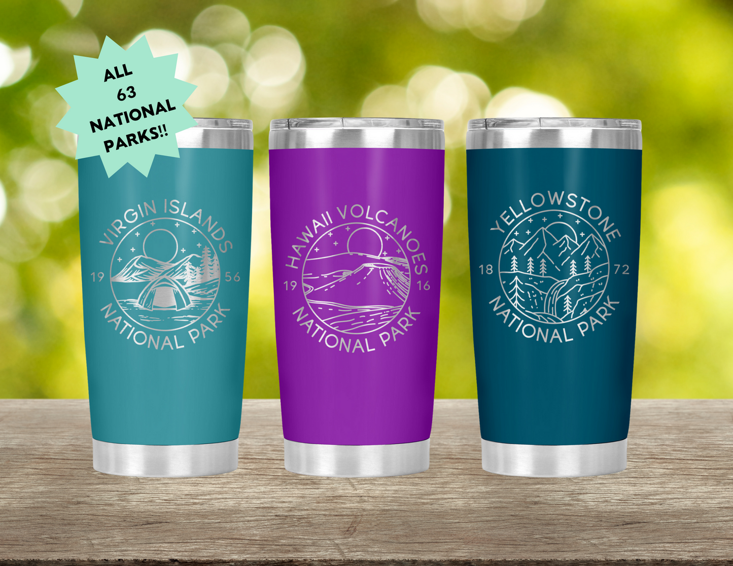 National Parks Engraved Tumblers, All 63 Parks