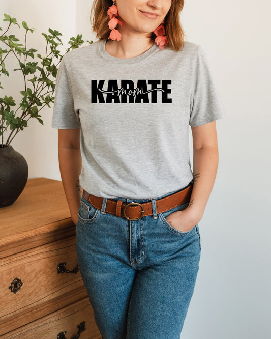 Karate Mom, script, Unisex Fit T-Shirt, Adult