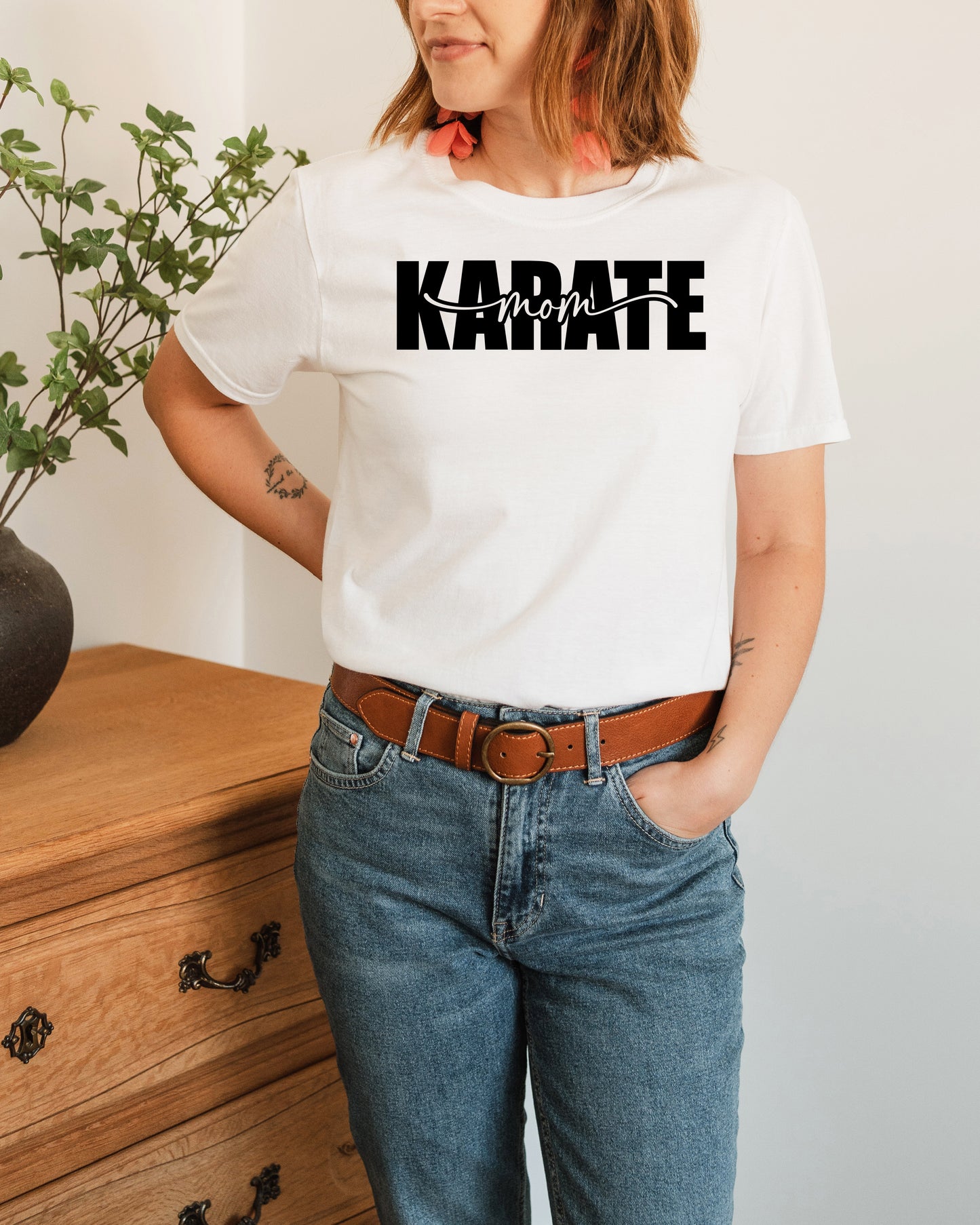 Karate Mom, script, Unisex Fit T-Shirt, Adult