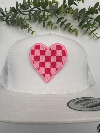 Checkered Heart Patches- Iron On VARIOUS COLORS