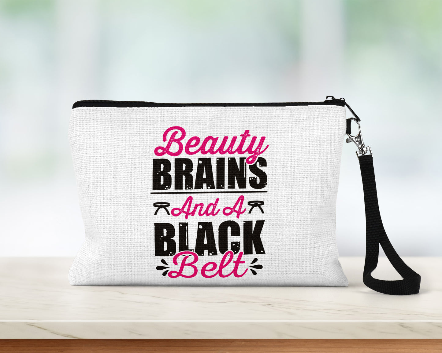 Karate Theme Pencil Case / Makeup Bag with Detachable Wrist Strap