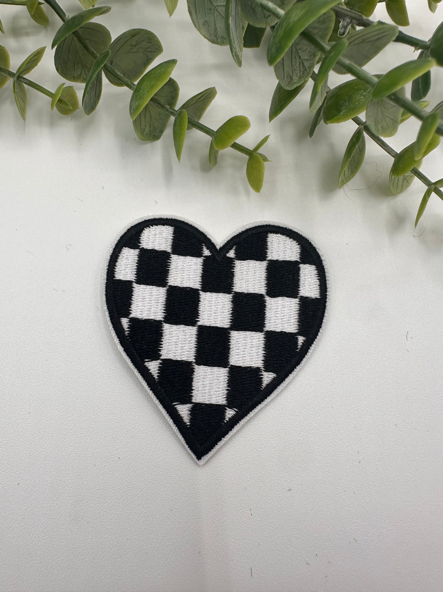 Checkered Heart Patches- Iron On VARIOUS COLORS