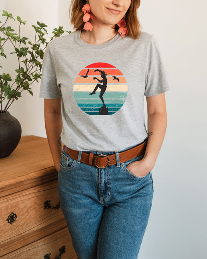 Retro Sunset Crane Kick Unisex T-Shirt, Youth + Adult Sizes