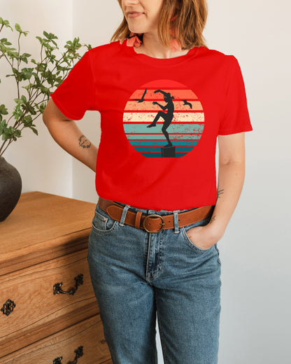 Retro Sunset Crane Kick Unisex T-Shirt, Youth + Adult Sizes