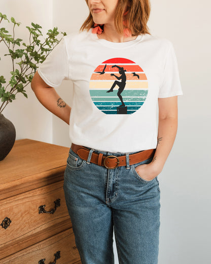 Retro Sunset Crane Kick Unisex T-Shirt, Youth + Adult Sizes