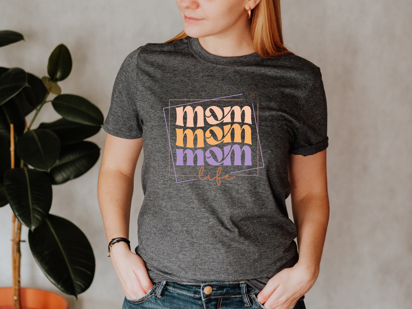 Mom Life Wavy Boho Text, Unisex Fit T-Shirt, Adult Sizes S-4XL