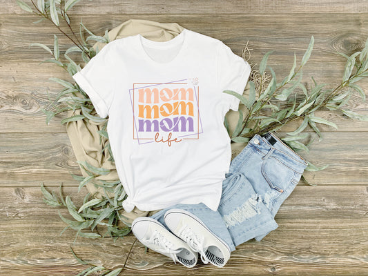 Mom Life Wavy Boho Text, Unisex Fit T-Shirt, Adult Sizes S-4XL
