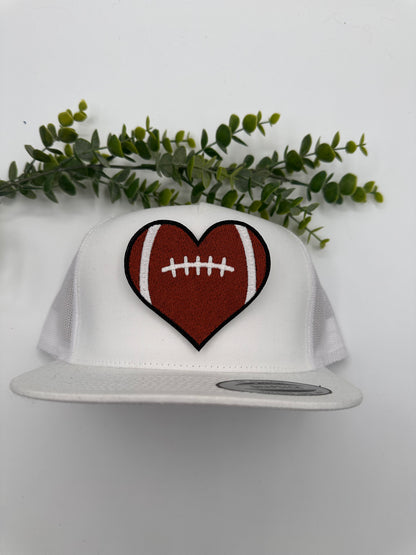 Football Heart Embroidered Iron-On Patch