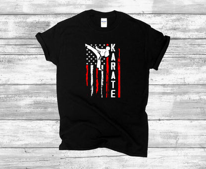 American Flag Karate Unisex T-Shirt, Youth + Adult Sizes