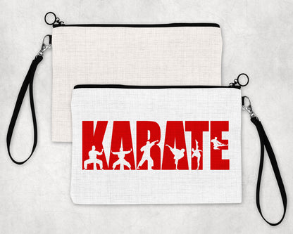 Karate Theme Pencil Case / Makeup Bag with Detachable Wrist Strap