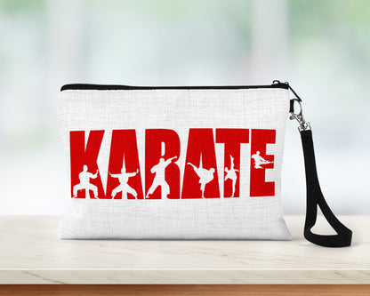 Karate Theme Pencil Case / Makeup Bag with Detachable Wrist Strap