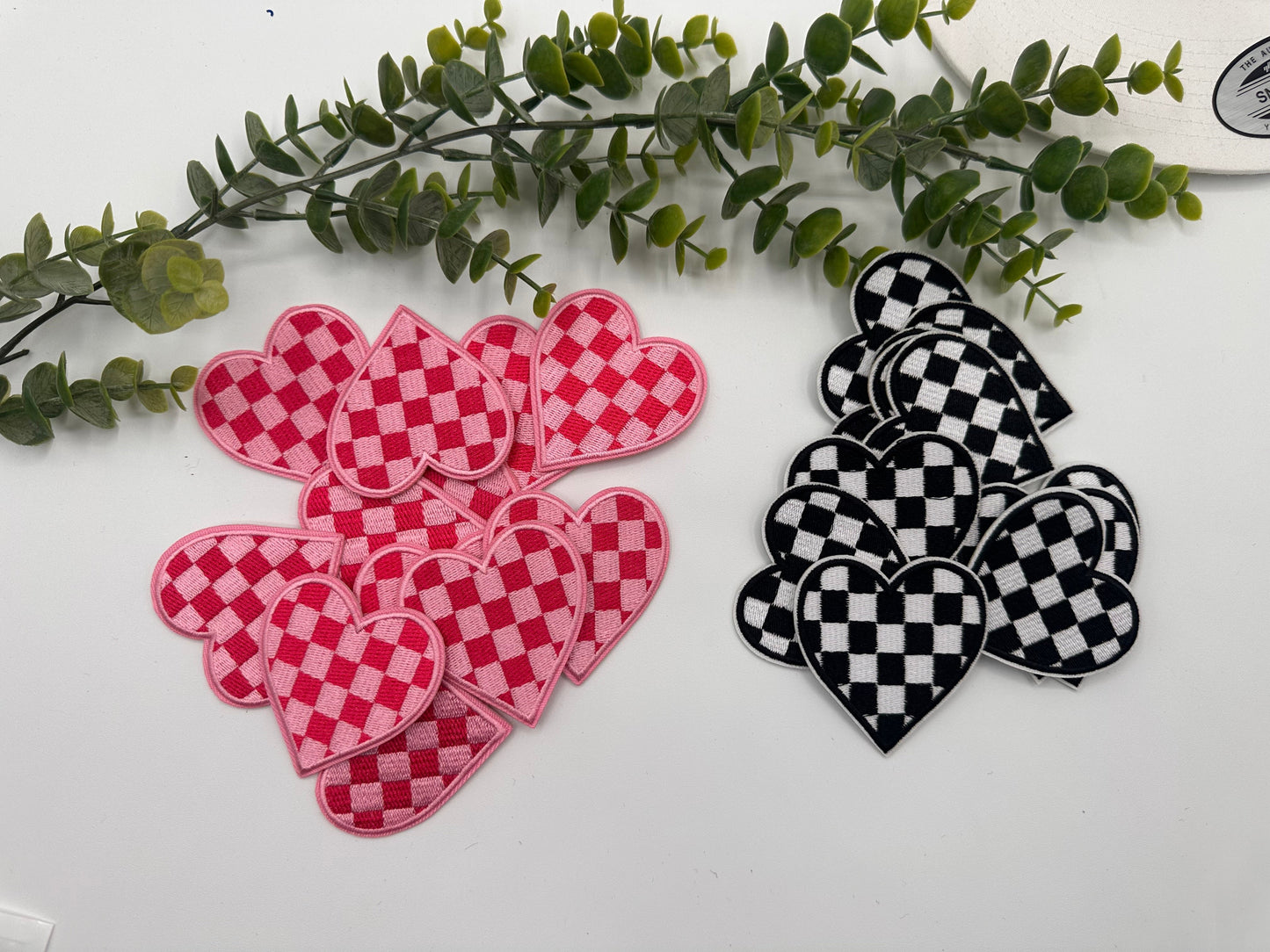 Checkered Heart Patches- Iron On VARIOUS COLORS