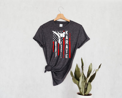 American Flag Karate Unisex T-Shirt, Youth + Adult Sizes