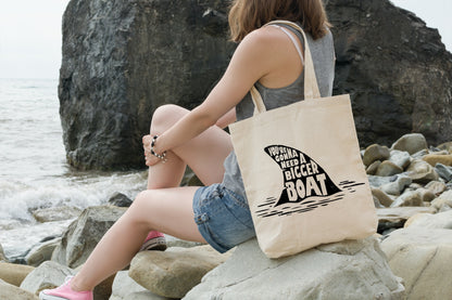 Bigger Boat Shark Fin  Recycled Cotton Tote Bag, 15" x 16" (Copy)