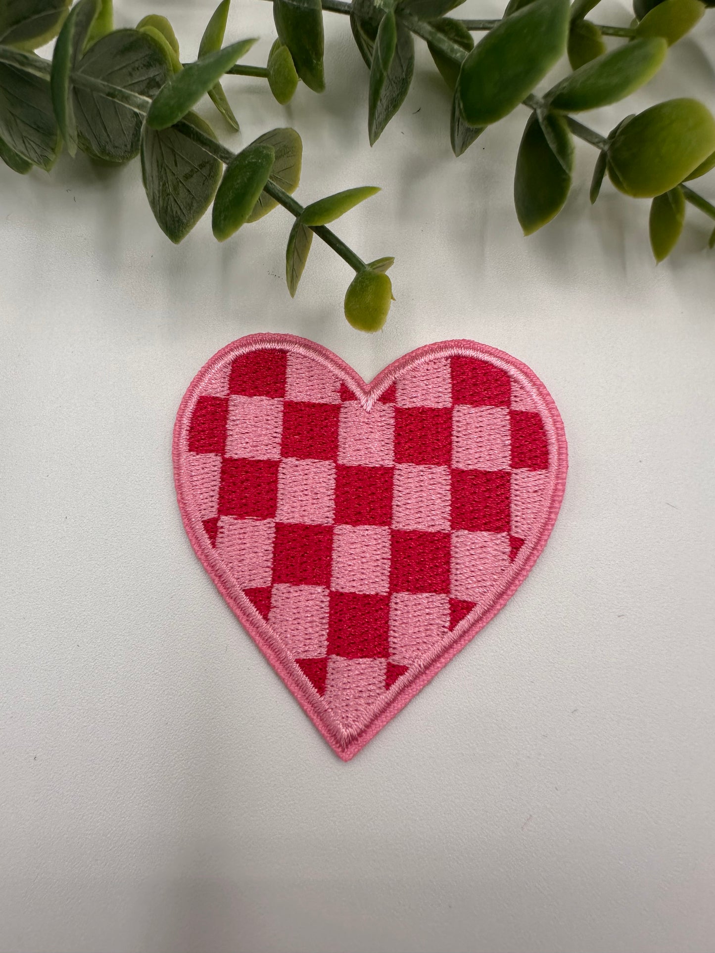 Checkered Heart Patches- Iron On VARIOUS COLORS