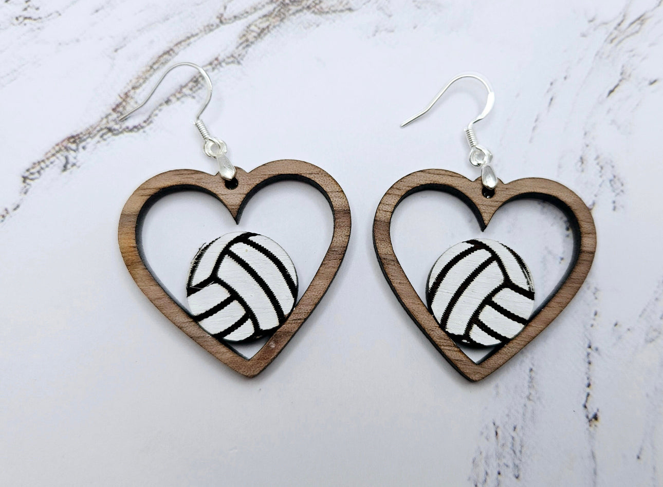 Handpainted  sports Wooden Dangle Earrings - Reclaimed, Upcycled, and Lightweight for everyday wear.