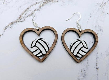 Handpainted  sports Wooden Dangle Earrings - Reclaimed, Upcycled, and Lightweight for everyday wear.