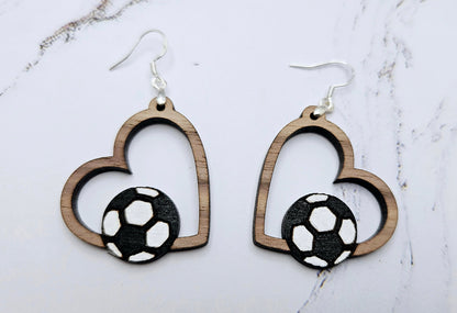 Handpainted  sports Wooden Dangle Earrings - Reclaimed, Upcycled, and Lightweight for everyday wear.