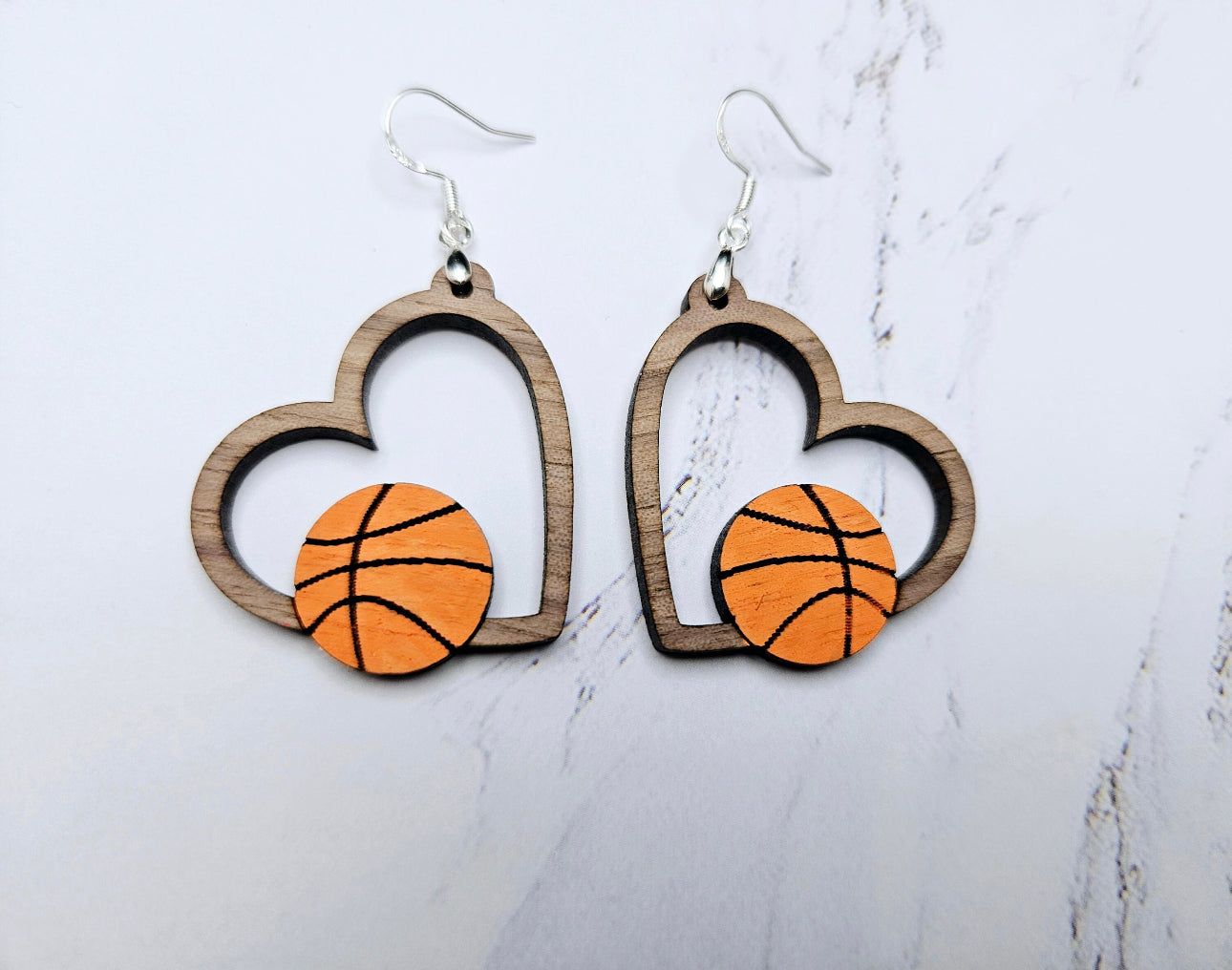 Handpainted  sports Wooden Dangle Earrings - Reclaimed, Upcycled, and Lightweight for everyday wear.