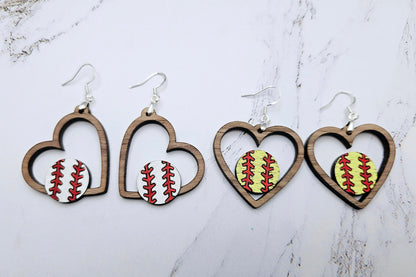 Handpainted  sports Wooden Dangle Earrings - Reclaimed, Upcycled, and Lightweight for everyday wear.