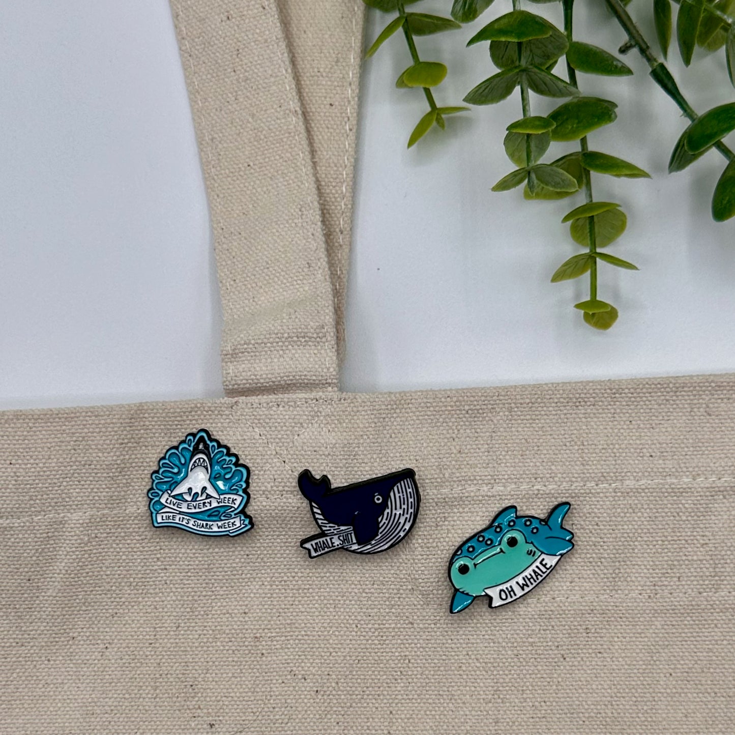 Ocean Animal Enamel Pins -Sharks, Manatees, Whales   BUY 3 GET 1 FREE!!