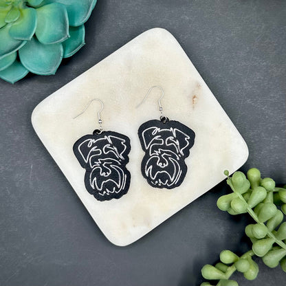 Leather Schnauzer Earrings, perfect for Dog Moms on Mothers Day, Dog Earrings | Dog Mom | Gift for Dog-Lover | Miniature Schnauzer Earrings|