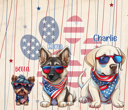 Custom Patriotic Dog Tumblers - Personalize with 20 Breeds & Names, Stainless Steel Design for Summer Drinks. Perfect for July 4th BBQs!