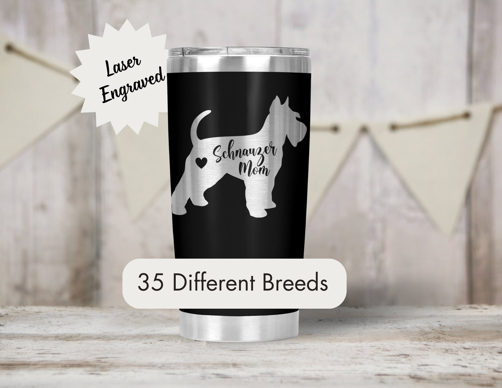 Breed Mom Design Custom Dog Tumbler -20oz, 30 Oz or 14 Oz Stainless Steel Tumbler, 35 Breeds, 14 Colors Double Side Engraving Available.