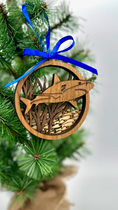 Ocean-Themed Laser-Cut Shark Ornaments, Dive into the Holidays w/ Hammerheads, Reef Sharks- Great gift for SCUBA Diver & Shark Lovers