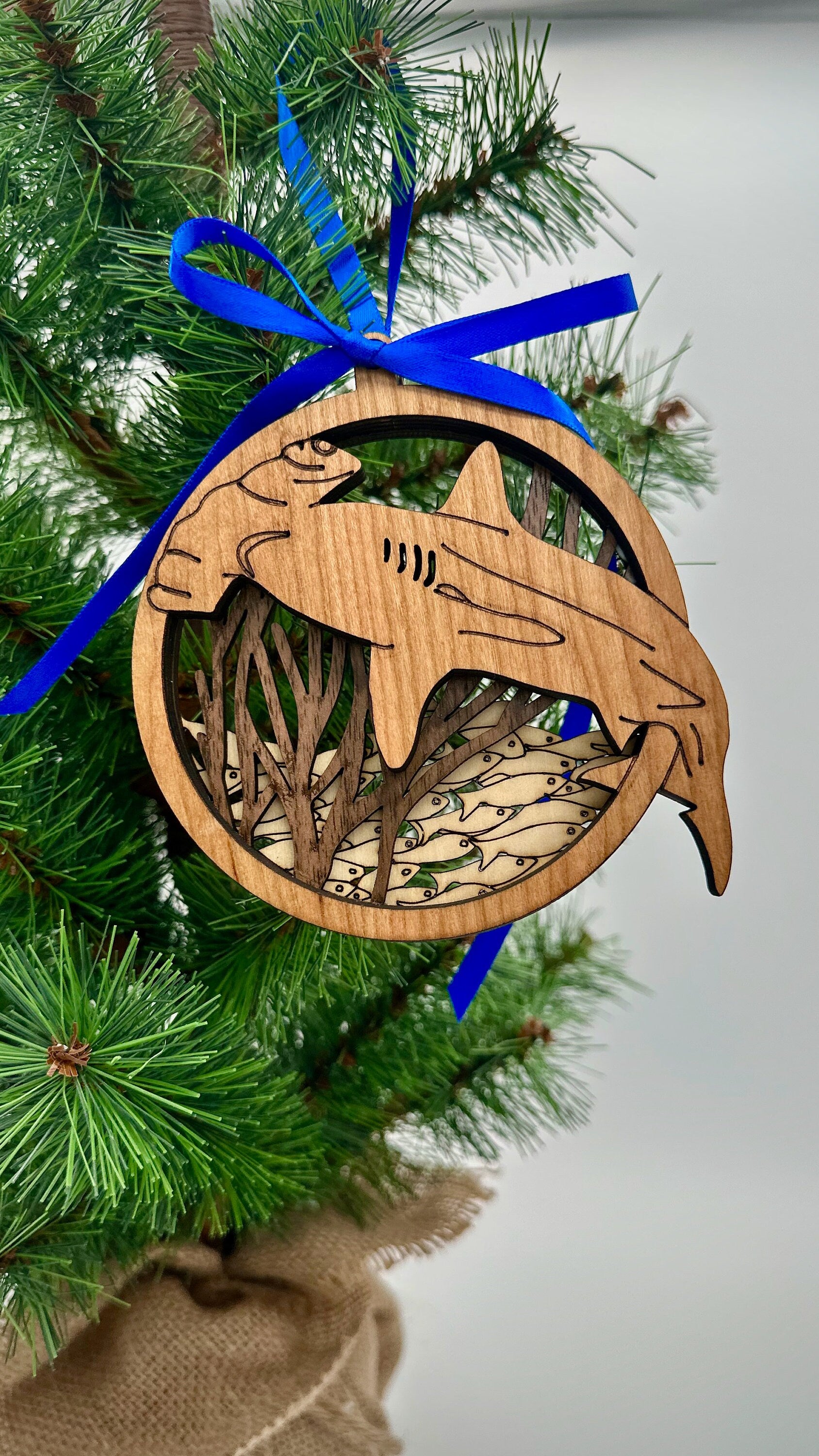 Ocean-Themed Laser-Cut Shark Ornaments, Dive into the Holidays w/ Hammerheads, Reef Sharks- Great gift for SCUBA Diver & Shark Lovers