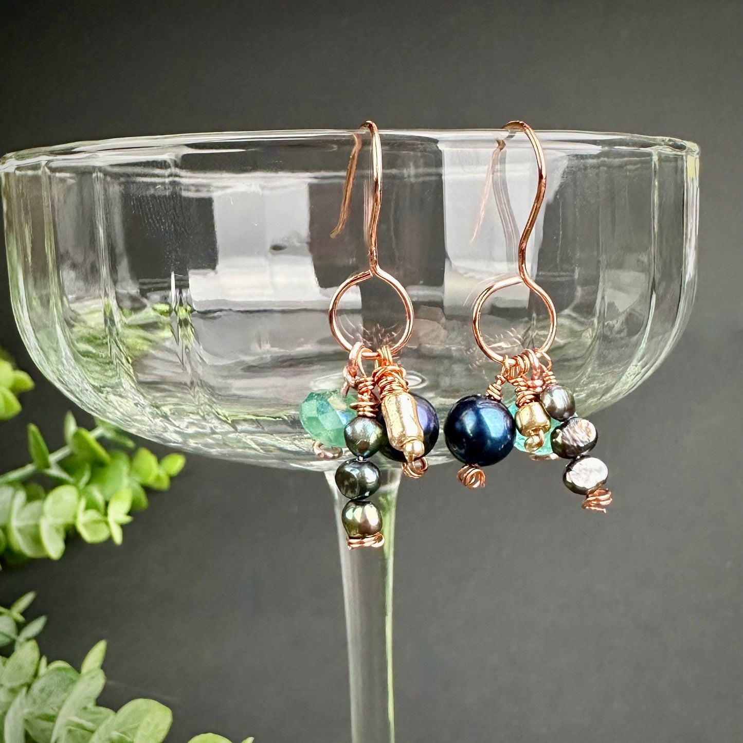 Beaded Modern Cluster Earrings - Agate, Jasper, Glass and Pearl |  Red & Green Christmas Bauble Earrings Summer Spring Vacation Honeymoon|