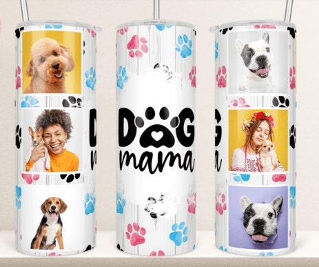 Best Gift for Dog Moms! Personalized 20 oz Skinny Photo Tumbler for Coffee and Tea, Stainless Steel Travel Mug & Lid for Hot and Cold drinks