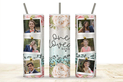 Customized Valentine's Day Gift for Nana, Mama, Stepmom, and Mema from Grandkids in Coral or Pastel. Photo tumbler for Mom from Kids