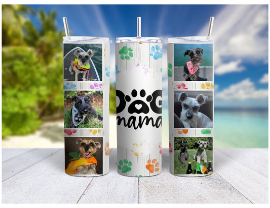 Best Gift for Dog Moms! Personalized 20 oz Skinny Photo Tumbler for Coffee and Tea, Stainless Steel Travel Mug & Lid for Hot and Cold drinks