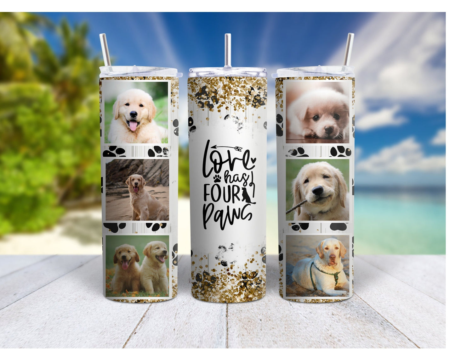 Best Gift for Dog Moms! Personalized 20 oz Skinny Photo Tumbler for Coffee and Tea, Stainless Steel Travel Mug & Lid for Hot and Cold drinks