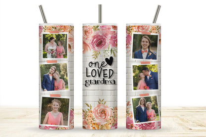 Customized Valentine's Day Gift for Nana, Mama, Stepmom, and Mema from Grandkids in Coral or Pastel. Photo tumbler for Mom from Kids