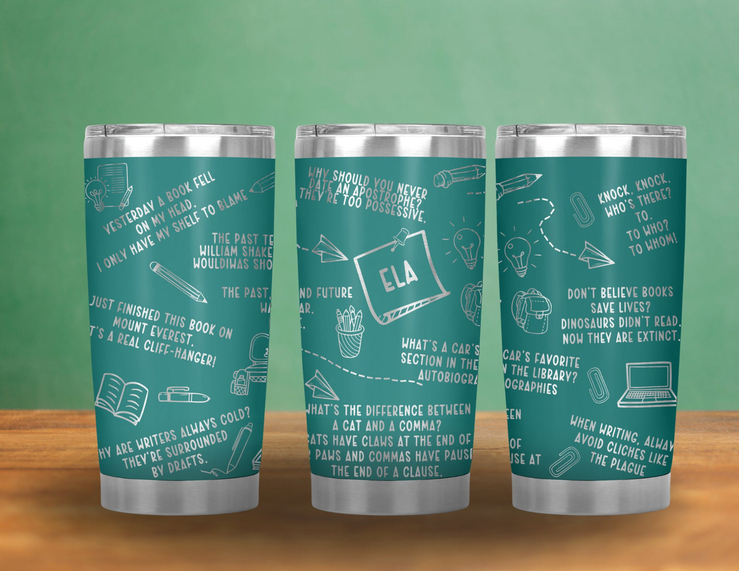 Personalized Teacher Gift, Funny Custom Etched Tumbler 20oz- Memorable present for ELA, Science, History & Math Schoolteachers, Christmas