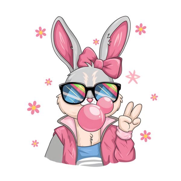 Retro Easter Bunny Blowing Bubble Thumbnail